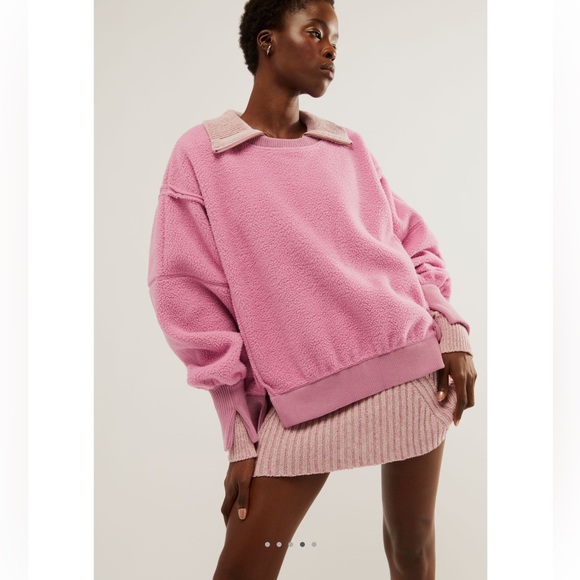Free People Cozy Camden Sweatshirt Pink XS We the Free $98 Retail - Picture 4 of 10